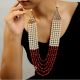 Handcrafted Multi Layer Pearl Bead Statement Necklace